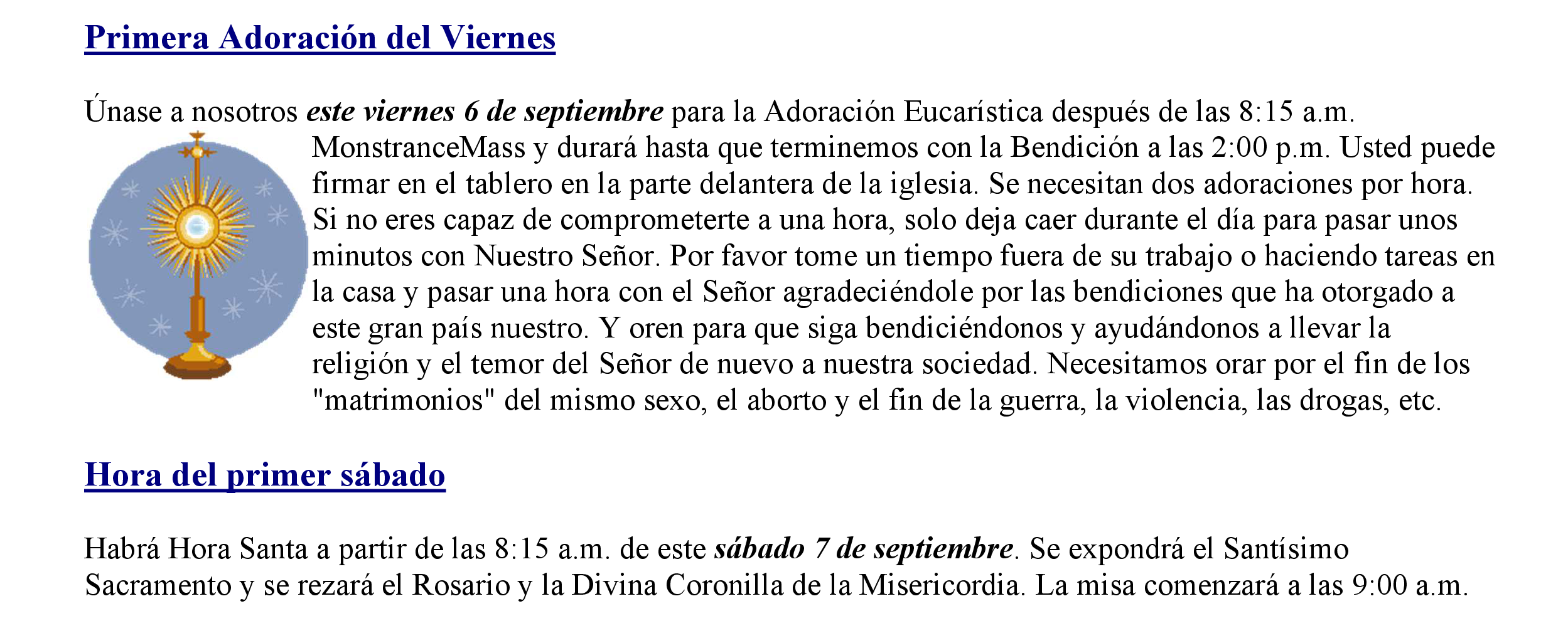 Adoracin del Primer Viernes
