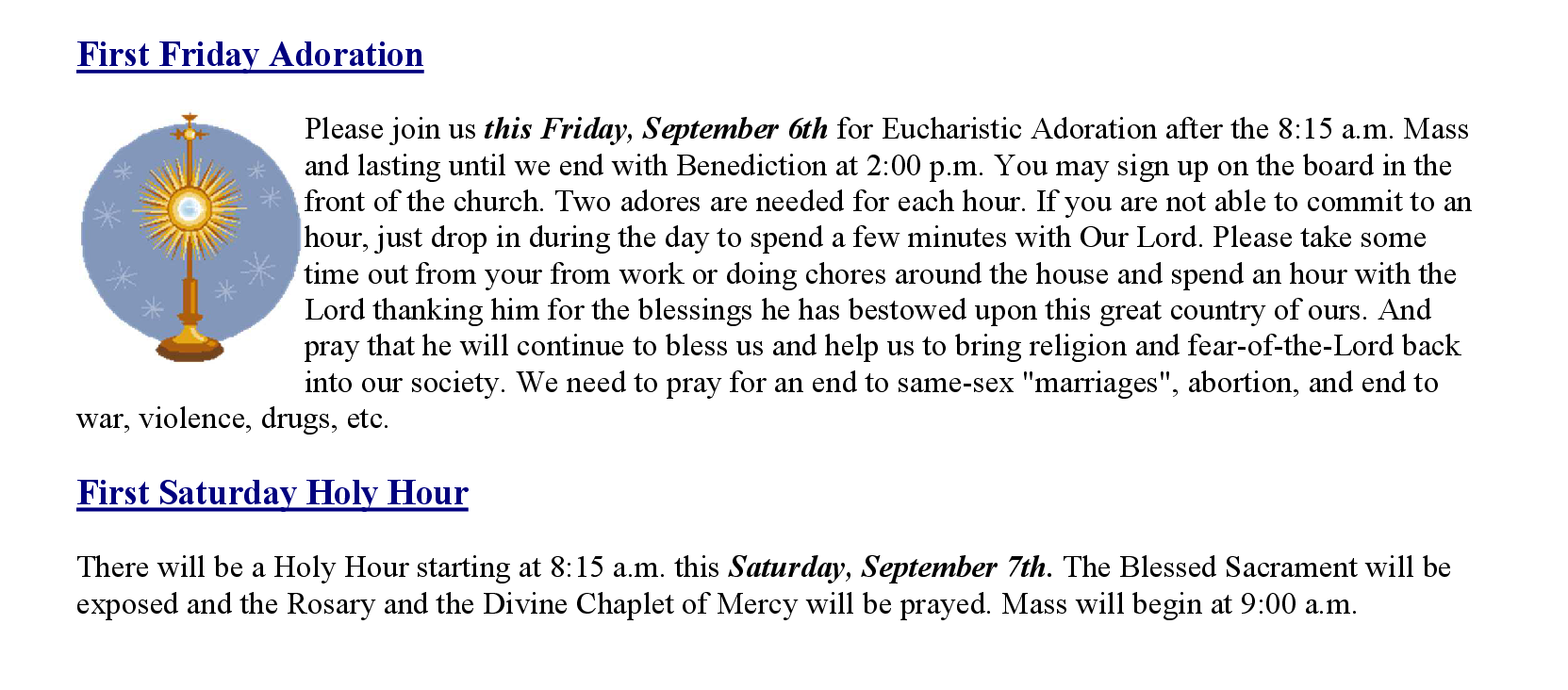 First Friday Adoration